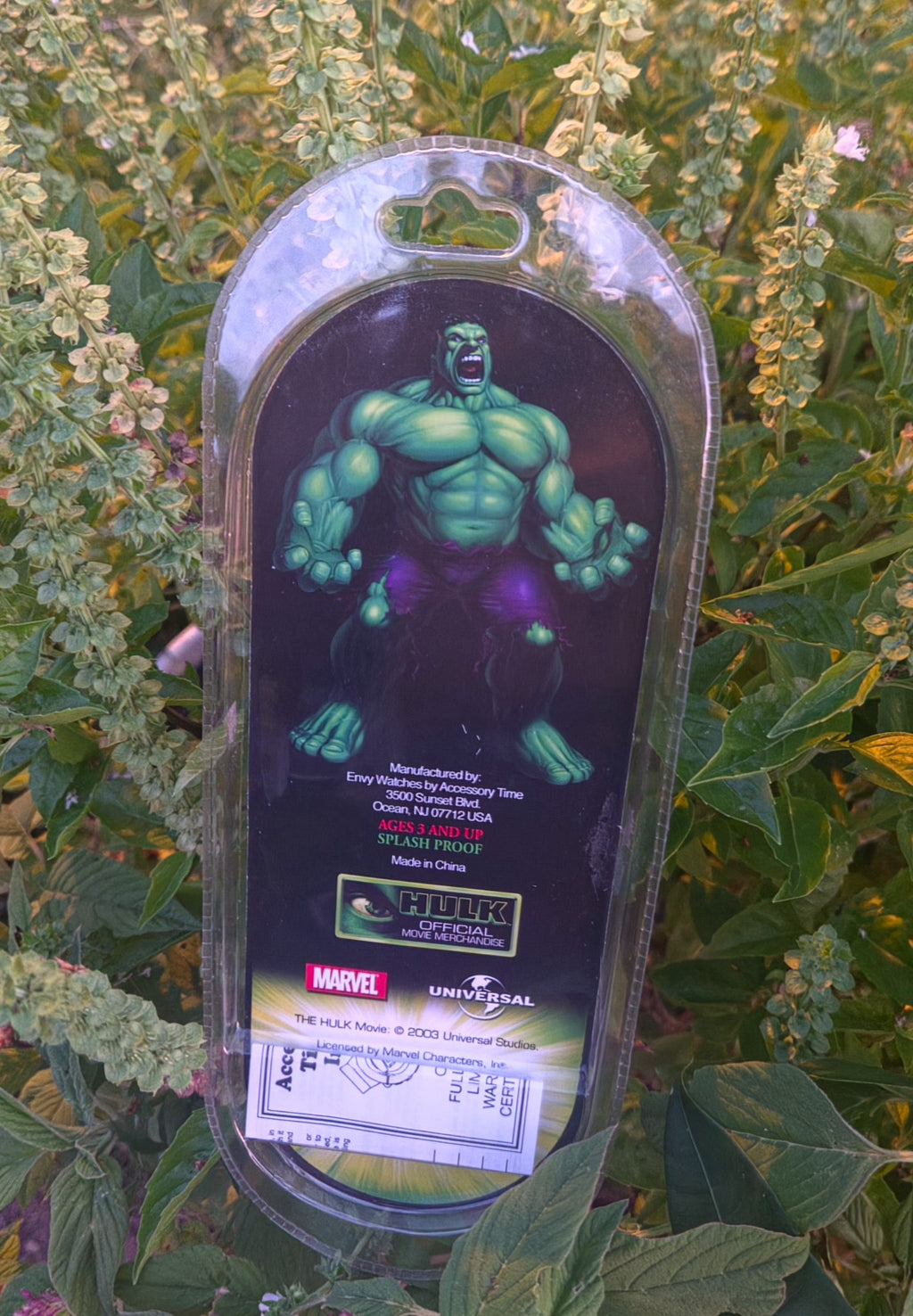2003 Marvel Hulk official movie merchandise watch in original packaging - back
