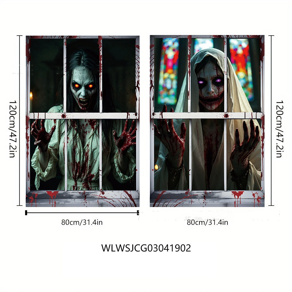 3D Halloween Window Cover – Haunted Witch & Ghost Scene — product image 4