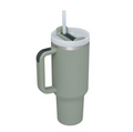 40 oz insulated stainless steel tumbler with handle and straw