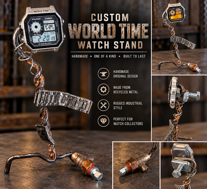 Timekeeper No. 1 handmade industrial Casio World Time watch sculpture