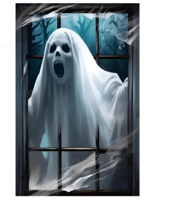 Screaming ghost Halloween haunted window cover